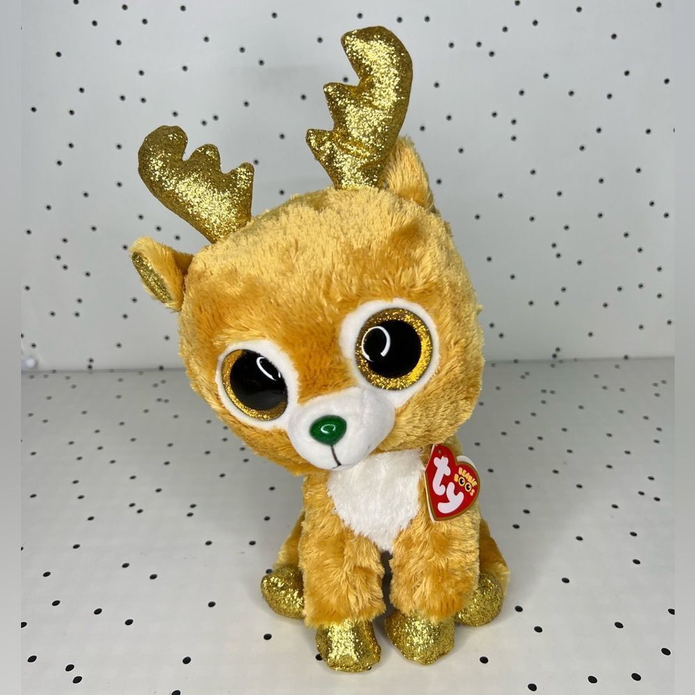 💛 Beanie Boos 💛 2018 Glitzy the Reindeer limited Christmas edition rare new